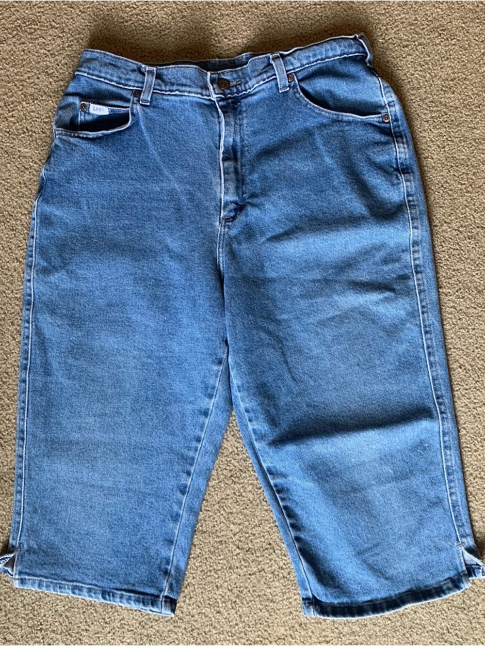 Vintage Lee Saddleback Capri Jeans Blue Size 14M 100% Cotton 30x16 Cropped Pants